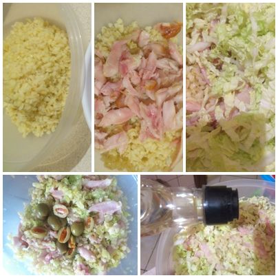 Sałatka z kaszą bulgur i wędzonym kurczakiem. Sałatka z kaszą bulgur i wędzonym kurczakiem.