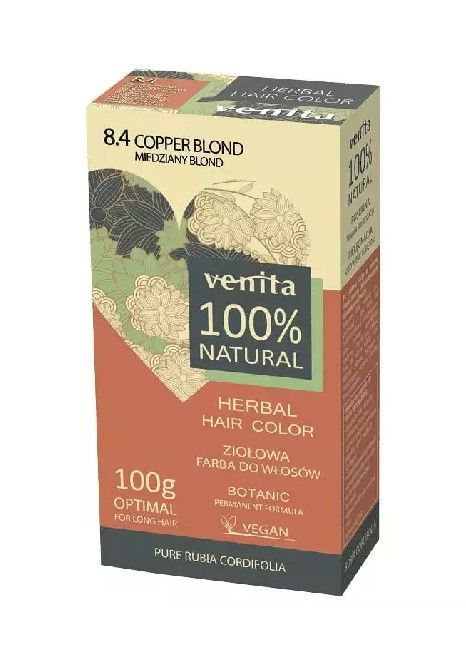 Venita, Herbal Hair Color (Ziołowa farba do włosów 8.4 miedziany blond)