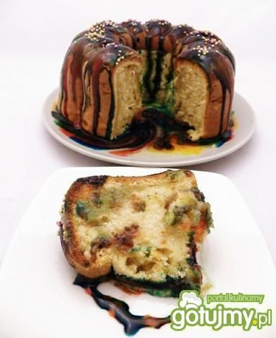 Babka pomarańczowa z tęczową polewą