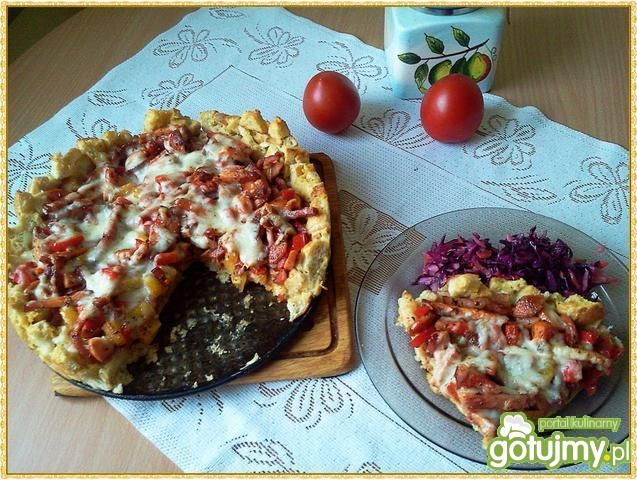 Bagietkowa tarta z kiełbasą i papryką Bagietkowa tarta z kiełbasą i papryką