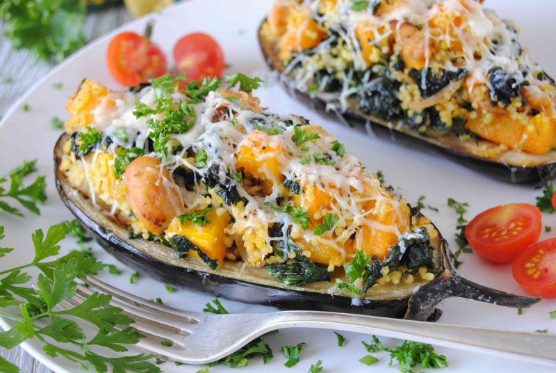 Bakłażan  z dynią i jarmużem