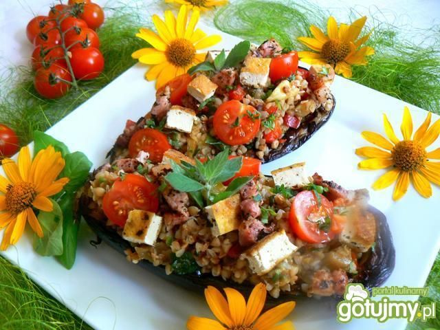 Bakłażan z grilla nadziewany  kaszą 