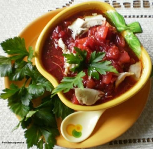 Barszcz czerwony doprawiany czubricą : Barszcz czerwony doprawiany czubricą :