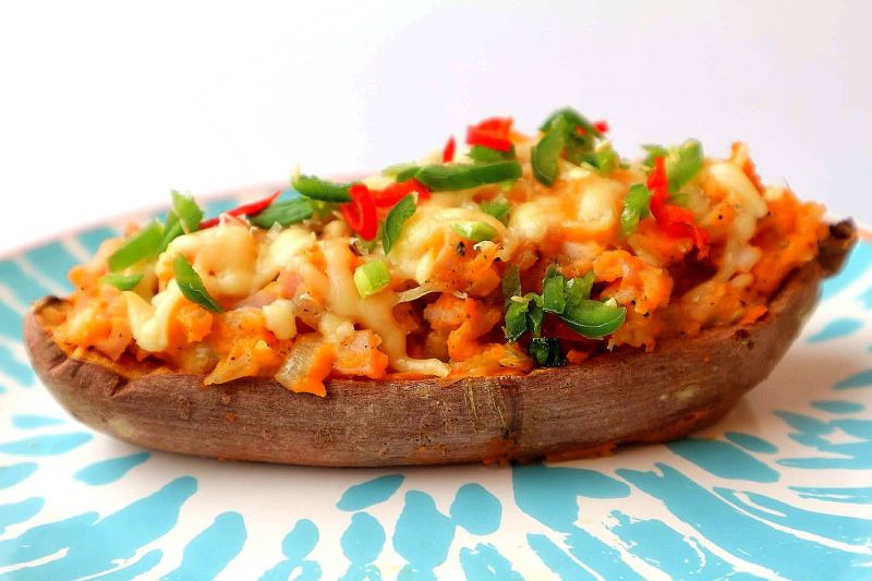 Bataty faszerowane szynką i serem Bataty faszerowane szynką i serem