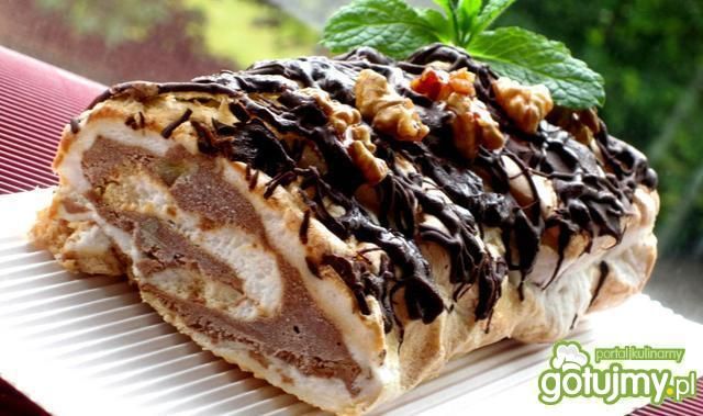 Bezowa roladka lodowa i czekoladowa