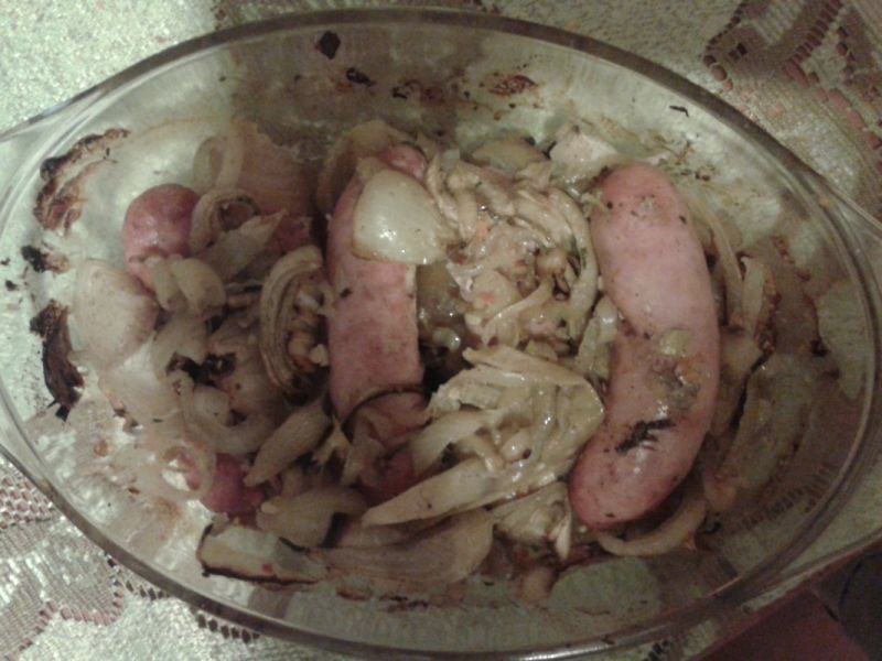 Biała kiełbasa i cebula