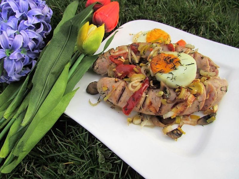 Biała kiełbasa z warzywami