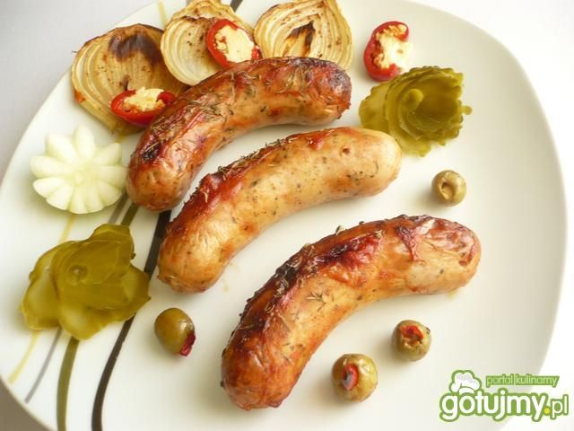 Biała kiełbaska z pikantną glazurą