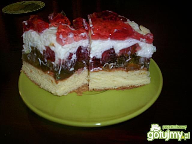 Biszkopt śmietanowy z kolorowymi galaret Biszkopt śmietanowy z kolorowymi galaret