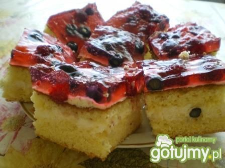 Biszkopt z malinami i borówkami