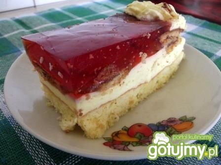 Biszkopt z pianką, delicjami i galaretką Biszkopt z pianką, delicjami i galaretką