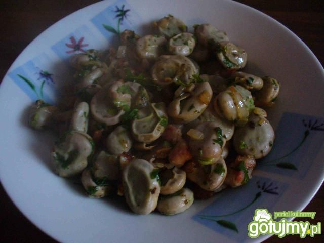 Bób smażony z boczkiem i pietruszką  Bób smażony z boczkiem i pietruszką