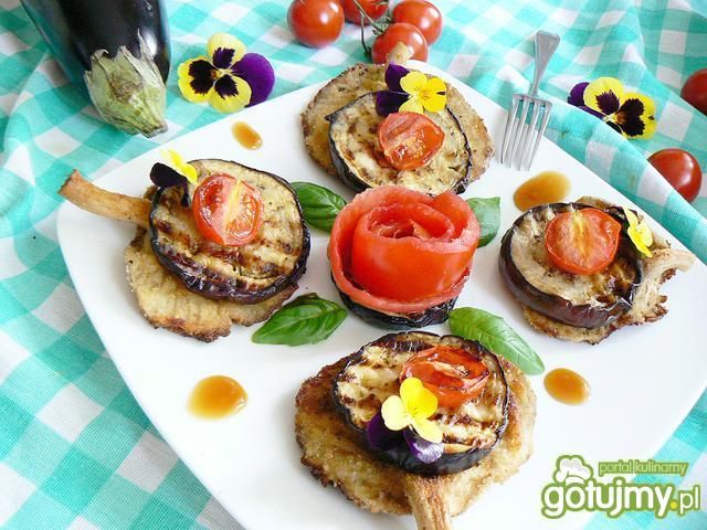 Boczniak z bakłażanem z grilla 