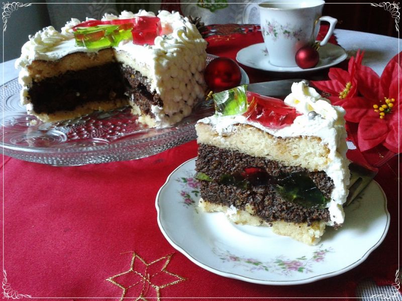 Bożonarodzeniowy torcik makowy z galaretką