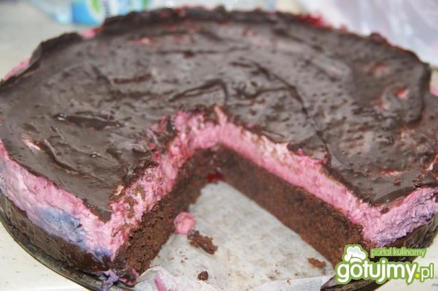 Brownie z musem malinowym-pycha