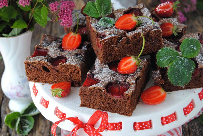 Brownie z truskawkami