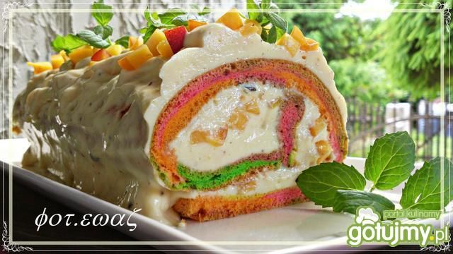 Brzoskwiniowa rolada z masą piankową