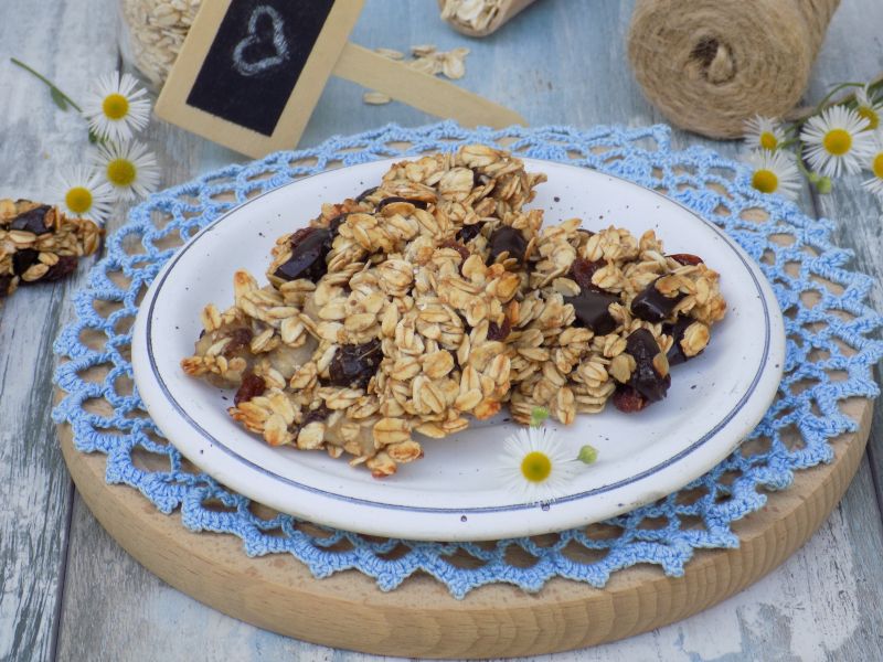 Ciasteczka owsiane z bananem i czekoladą