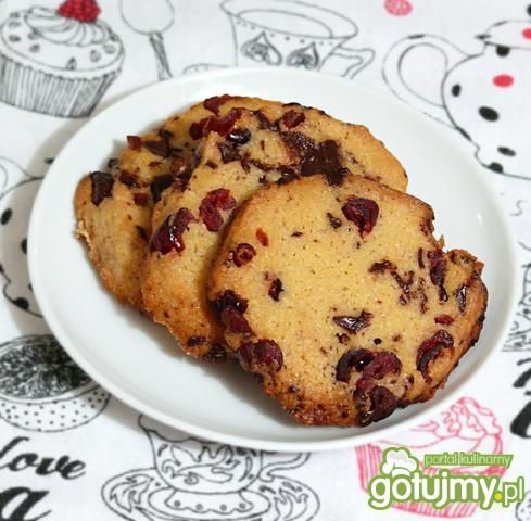 Ciasteczka z żurawiną i gorzką czekoladą Ciasteczka z żurawiną i gorzką czekoladą