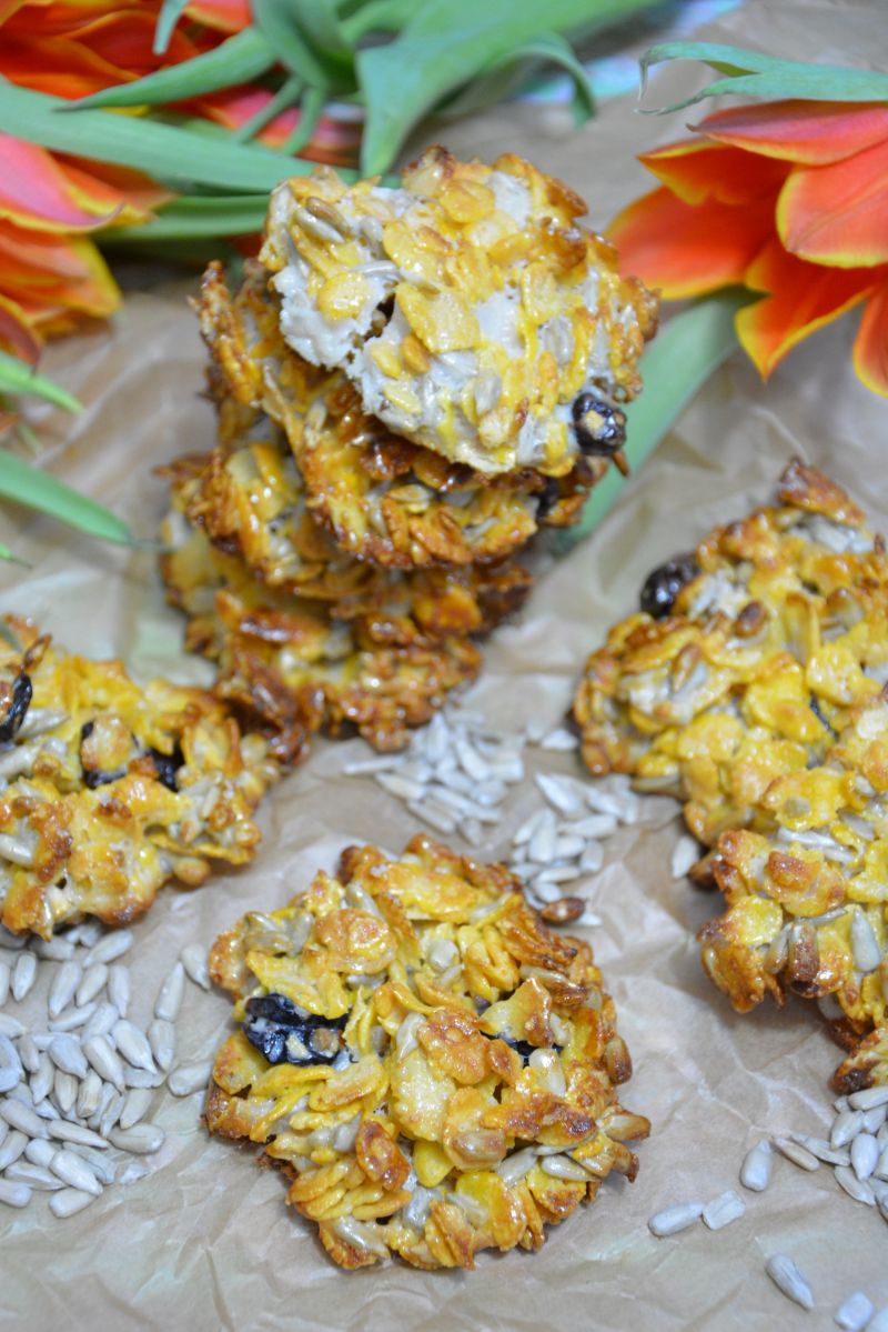 Ciastka kukurydziane z żurawiną i słonecznikiem 