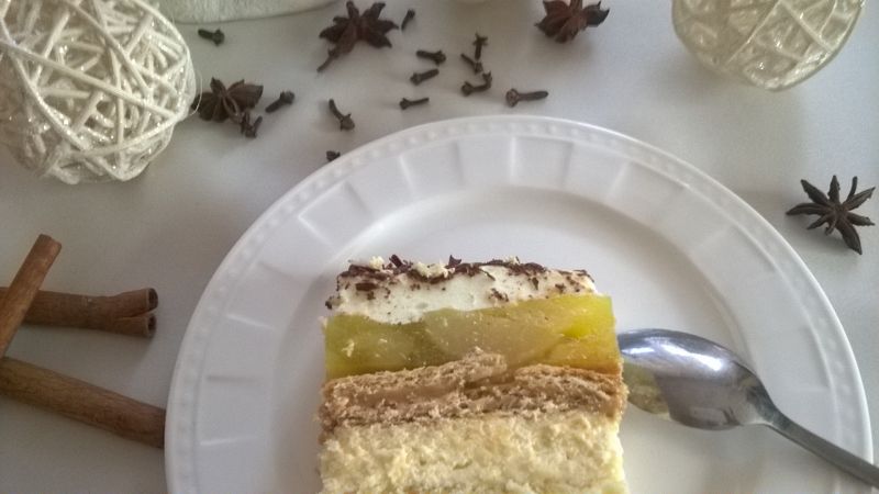 ciasto 3 bit z gruszkami i galaretką