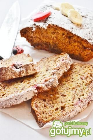 Ciasto bananowe z malinami i czekoladą Ciasto bananowe z malinami i czekoladą