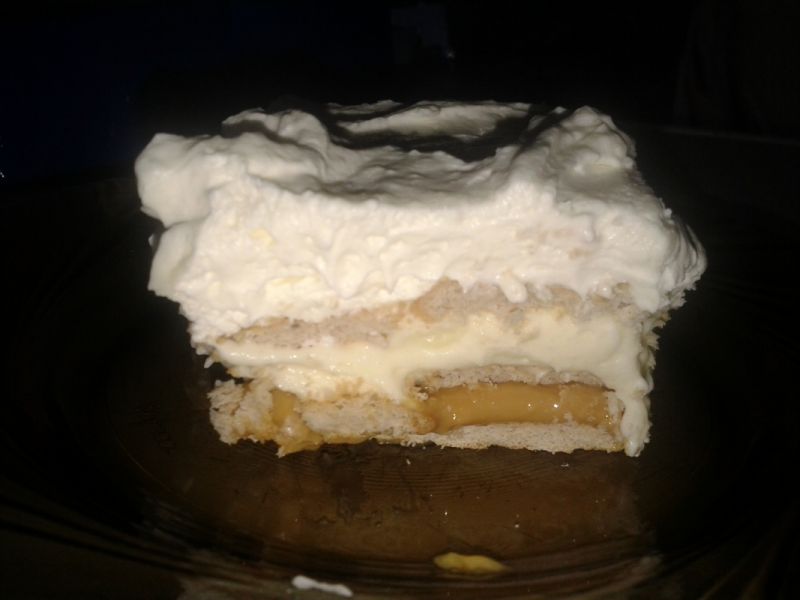 Ciasto bez pieczenia z krówką i kremem budyniowym Ciasto bez pieczenia z krówką i kremem budyniowym