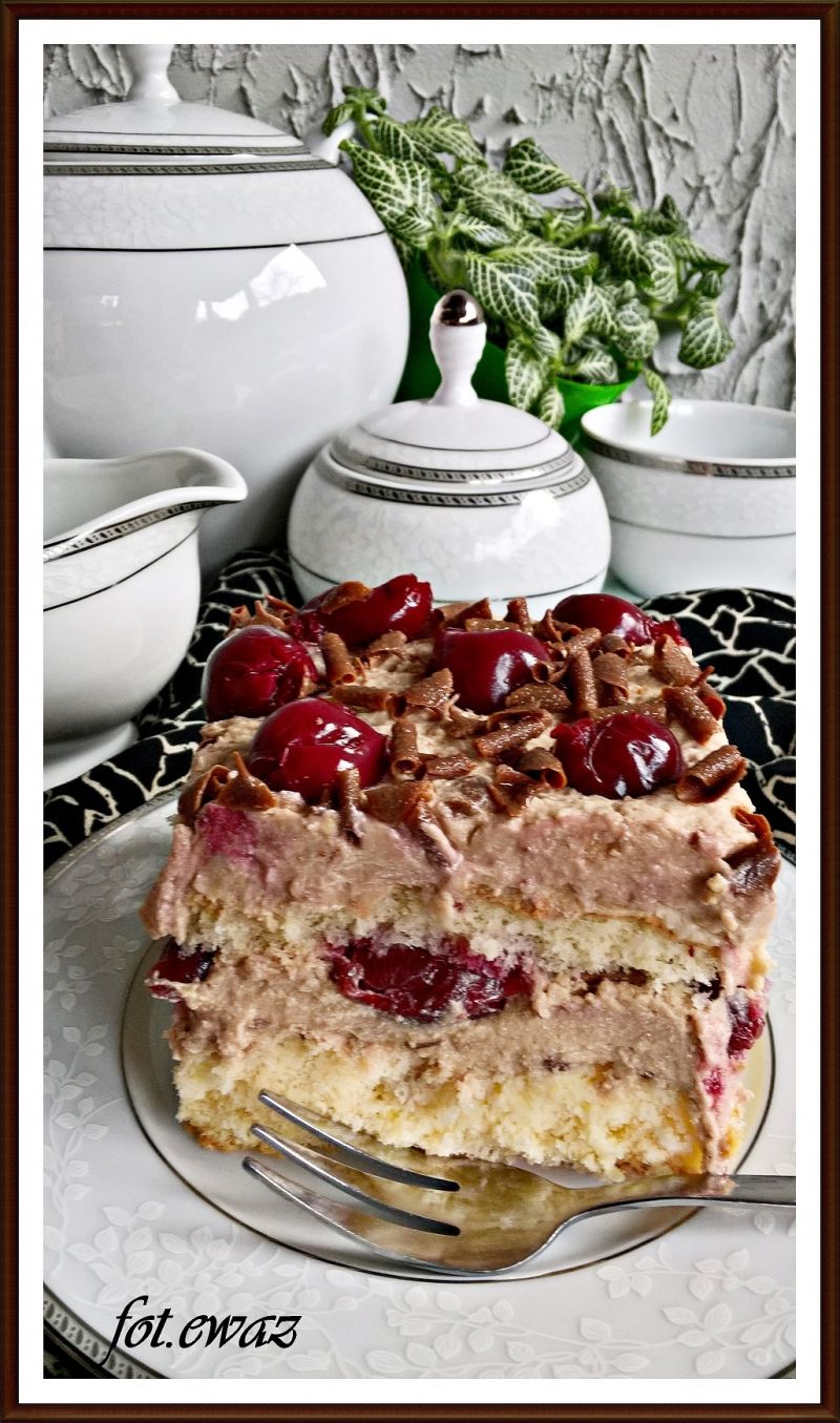 Ciasto cukierkowo - wiśniowa fantazja