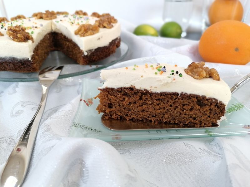 Ciasto dyniowe na mące orkiszowej z kremem 