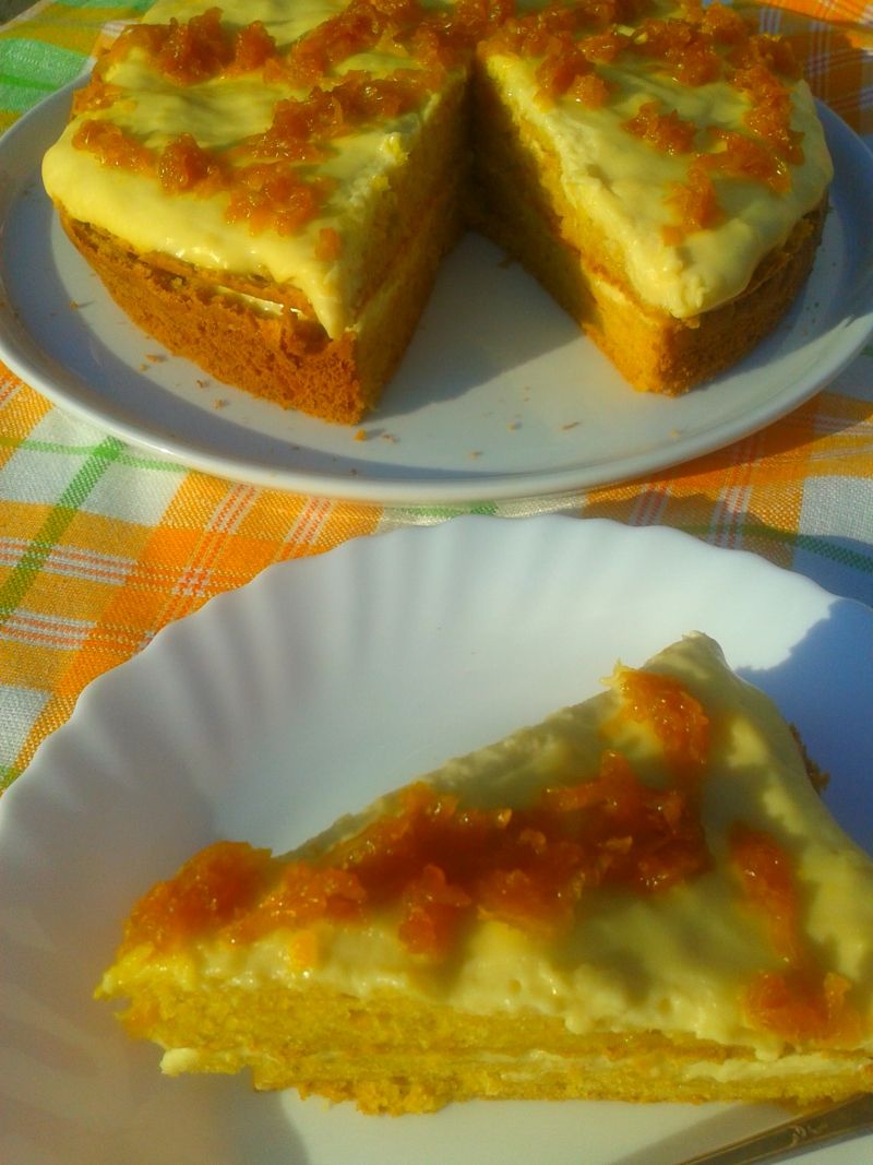 Ciasto dyniowe z kremem budyniowym Ciasto dyniowe z kremem budyniowym