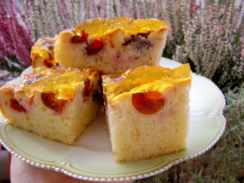 Ciasto jogurtowo-śliwkowe z galaretką