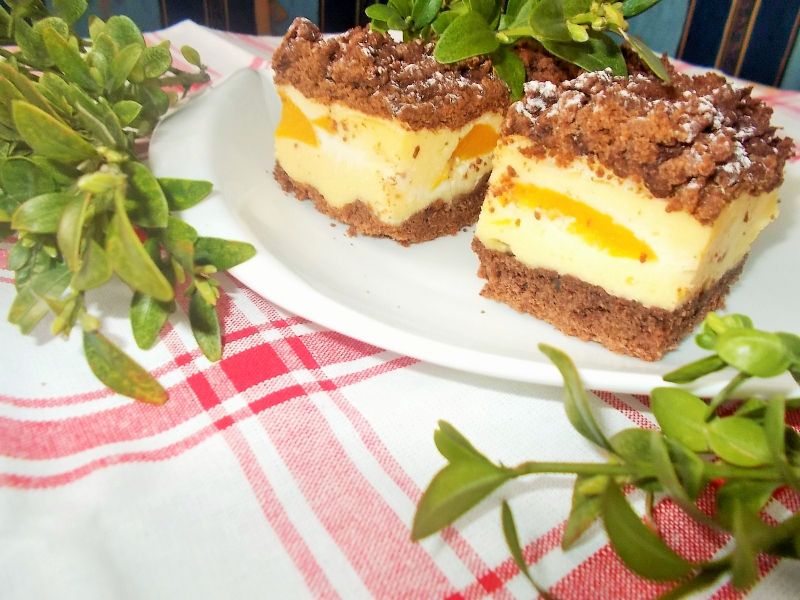 Ciasto kakaowe z brzoskwiniami Ciasto kakaowe z brzoskwiniami