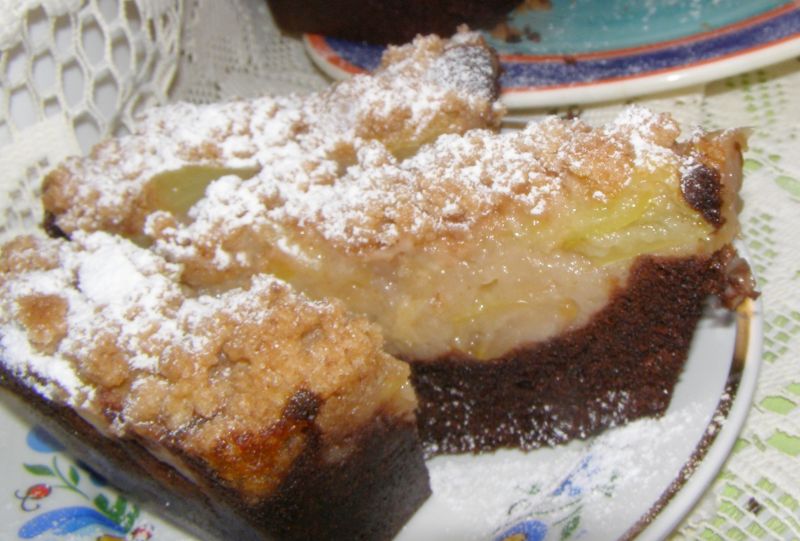 Ciasto kakaowe z jabłkami,kruszonką