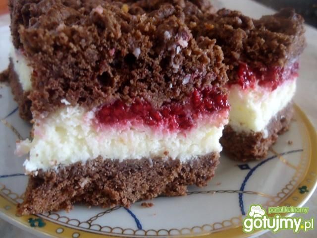 Ciasto kokosowo-śmietanowe z malinami Ciasto kokosowo-śmietanowe z malinami
