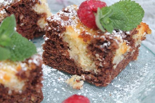 Ciasto łaciate z malinami