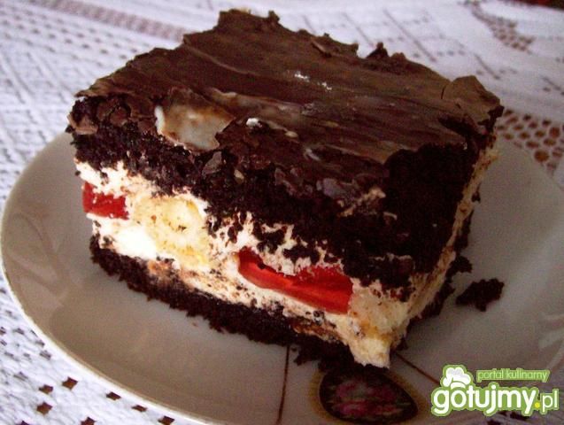 Ciasto makowe z galaretką i biszkoptami