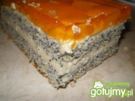 Ciasto makowe z kremem i galaretką