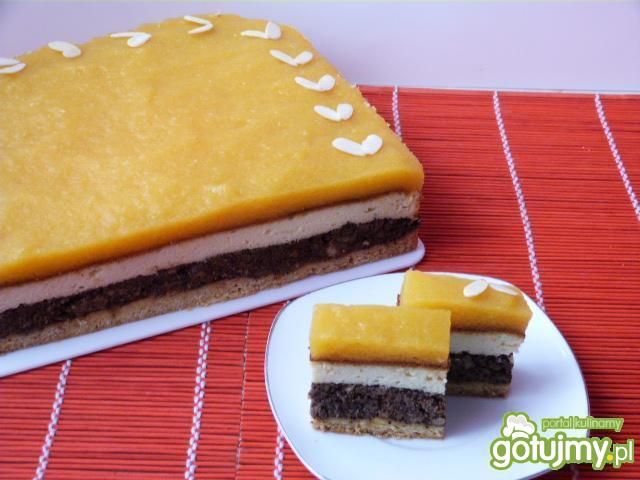 Ciasto makowo-serowe z musem z brzoskwiń Ciasto makowo-serowe z musem z brzoskwiń