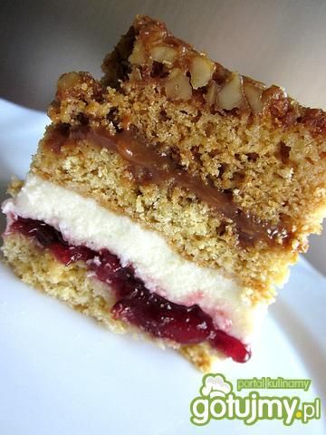 Ciasto miodowo - orzechowe przekładane Ciasto miodowo - orzechowe przekładane