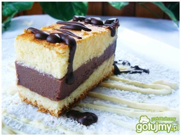 Ciasto waniliowe z budyniem czekoladowym Ciasto waniliowe z budyniem czekoladowym