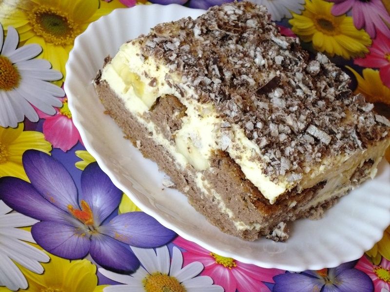 Ciasto z bananami posypane prince polo Ciasto z bananami posypane prince polo