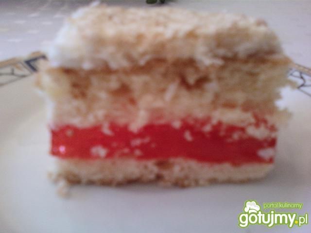 Ciasto z budyniem i pianką kokosową