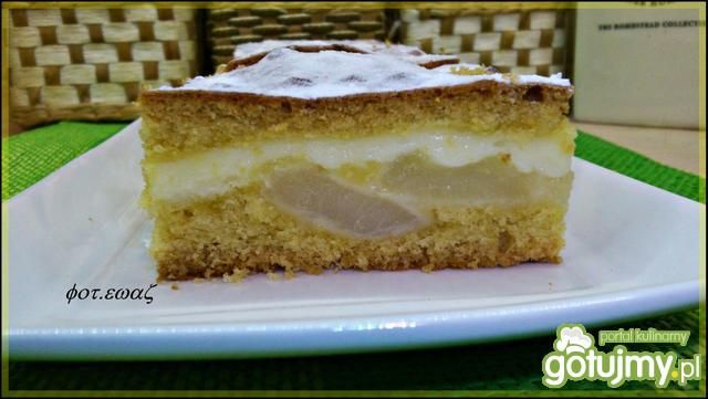 Ciasto z gruszkami i budyniem