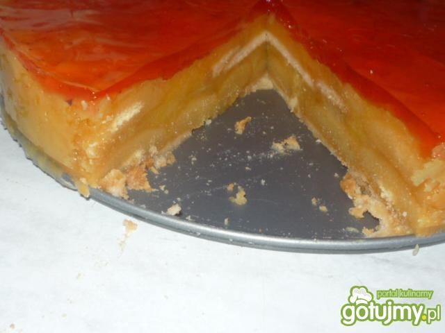 Ciasto z jabłkami i galaretką truskawkow Ciasto z jabłkami i galaretką truskawkow