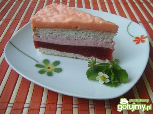 Ciasto z musem truskawkowym i galaretką Ciasto z musem truskawkowym i galaretką