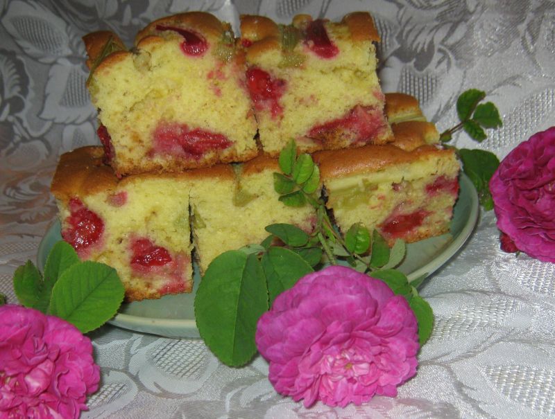 Ciasto z truskawkami i rabarbarem