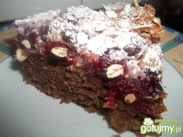 Ciasto z wiśniami i płatkami owsianymi Ciasto z wiśniami i płatkami owsianymi