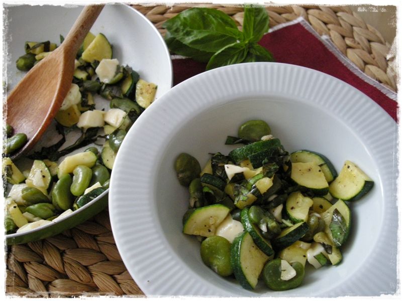 Cukinia z bobem i mozzarellą