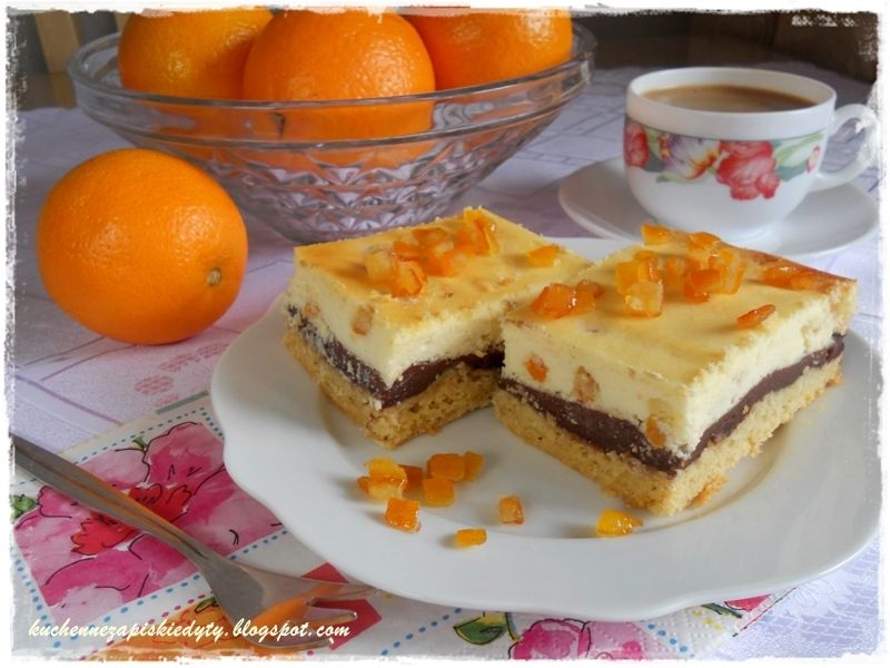 Cytrynowy sernik z budyniem czekoladowym i skórką 