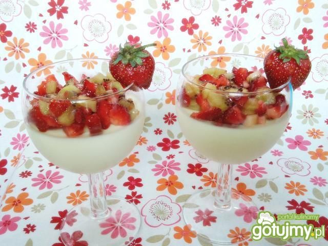 Czekoladowa panna cotta z owocową salsą